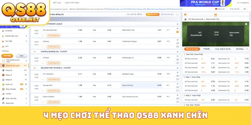 4 mẹo chơi thể thao QS88 xanh chín
