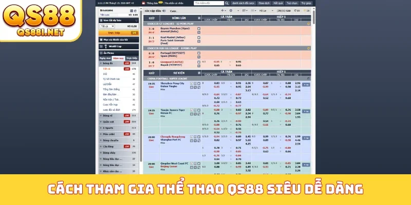 Cách tham gia thể thao QS88 siêu dễ dàng