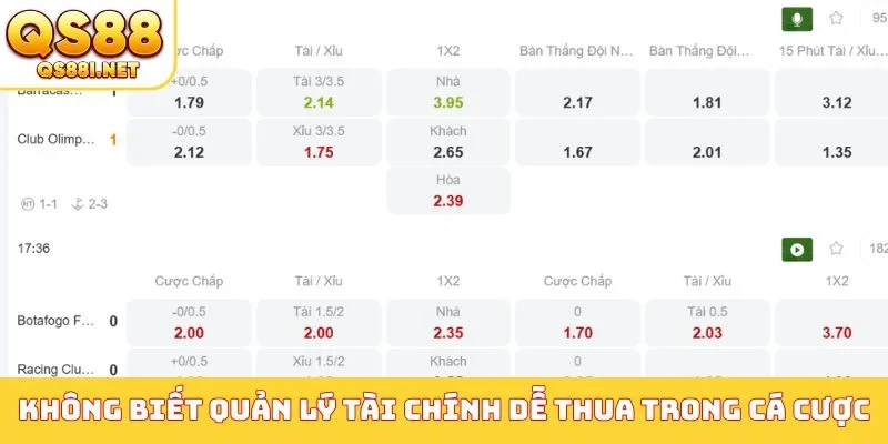 Không biết quản lý tài chính dễ thua trong cá cược